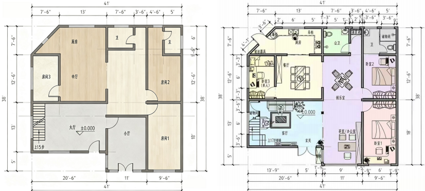 Before and after floor plan — Melaka single-storey home renovation, WUMEI