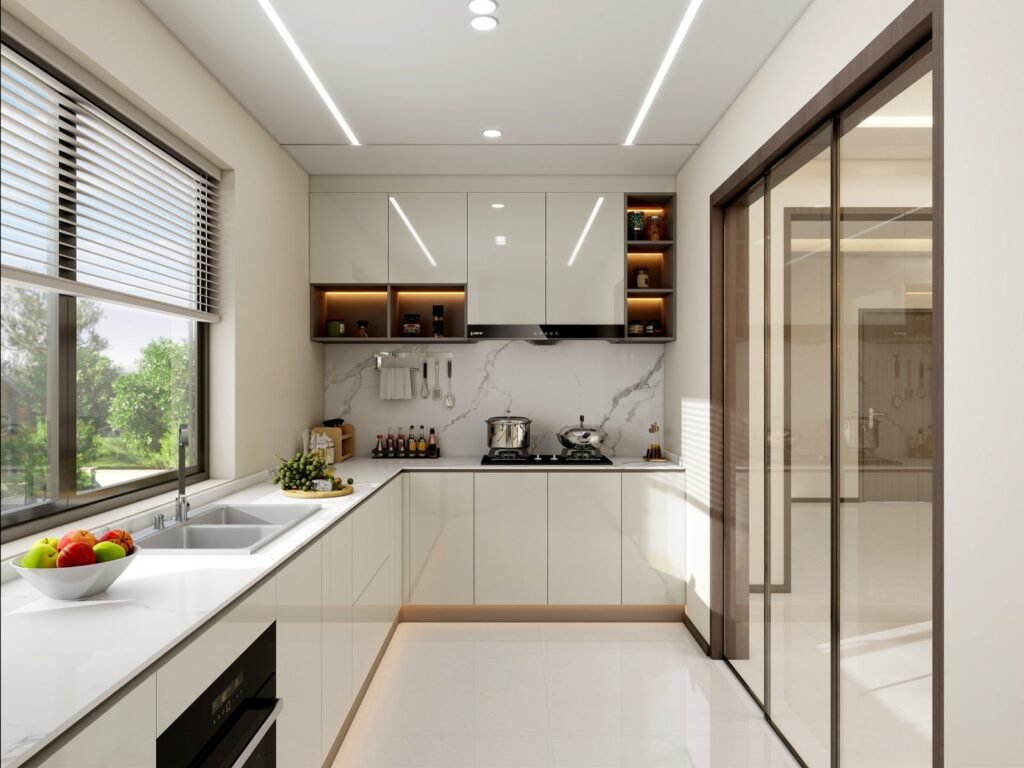 Design rendering of L-shaped kitchen — Malaysia house renovation, WUMEI